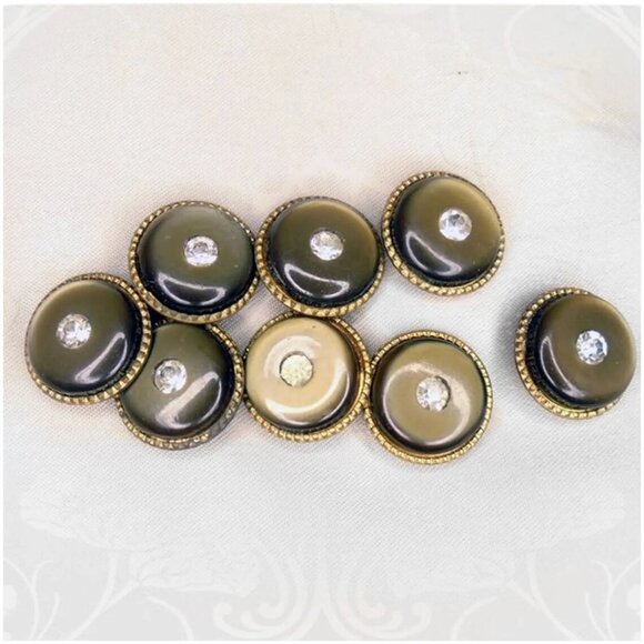 Vintage Button Set Rhinestone & Lucite Moonglow Buttons Lot 50s 1950s - Picture 5 of 12